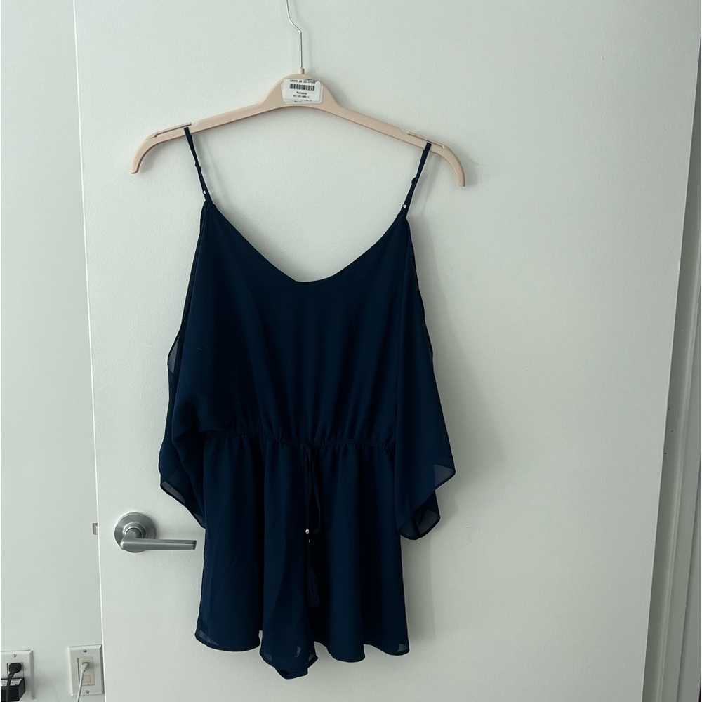 Navy Blue Off The Shoulder Romper